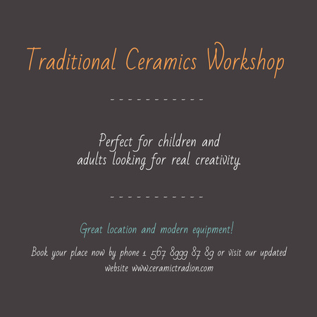 Traditional Ceramics Workshop promotion Instagram AD Design Template