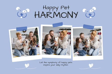 Happy Family Playing with Their Dog at Home Mood Board Design Template