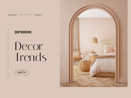 тенденции декора объявления с уютной спальней Presentation – шаблон для дизайна