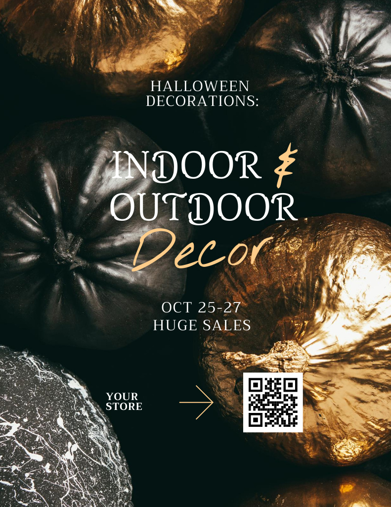 Indoor And Outdoor Halloween Decor Offer Poster 8.5x11in – шаблон для дизайна