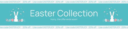 Easter Collection Promo with Cute Bunnies and Eggs Ebay Store Billboard Design Template