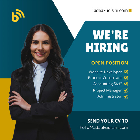 Open Positions Announcement with Business Lady Instagram Design Template