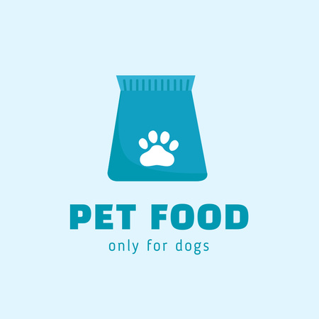 Pet Food Ad with Cute Dog Paw Logo Design Template