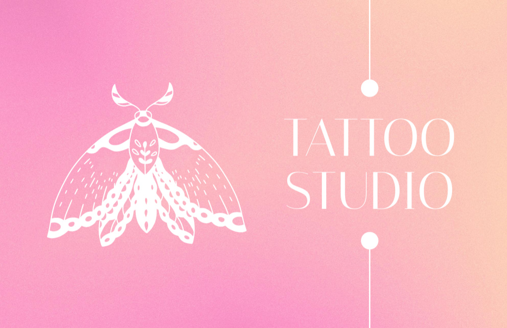 Illustrated Butterfly And Tattooist Services In Studio Offer Business Card 85x55mm Tasarım Şablonu