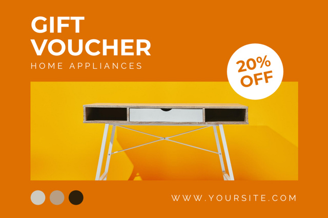 Modèle de visuel Furniture Store Advertisement with Modern Table - Gift Certificate
