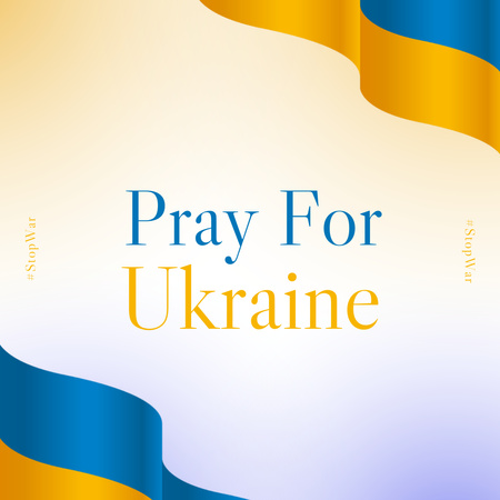 Rukoile Ukrainan vetoomusta lipun kanssa Instagram Design Template