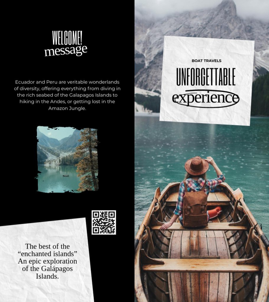 Designvorlage Unforgettable Experience in Boat Tours Offer für Brochure 9x8in Bi-fold