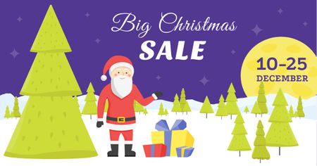 Plantilla de diseño de Big Christmas sale Ad with Cute Santa Facebook AD 