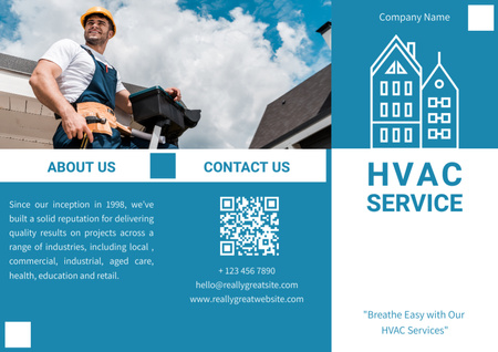 Heating and Ventilation Services Blue Brochure Design Template