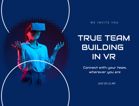 Virtual Team Building Event Announcement Invitation 13.9x10.7cm Horizontal Design Template