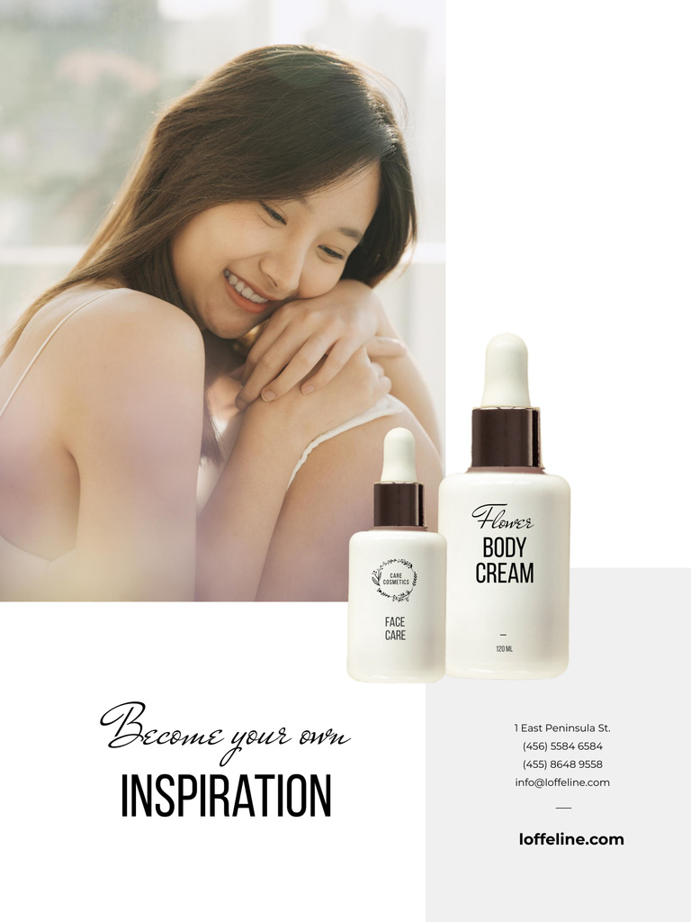 Hydrating Skincare Products Promotion In White Poster US Tasarım Şablonu