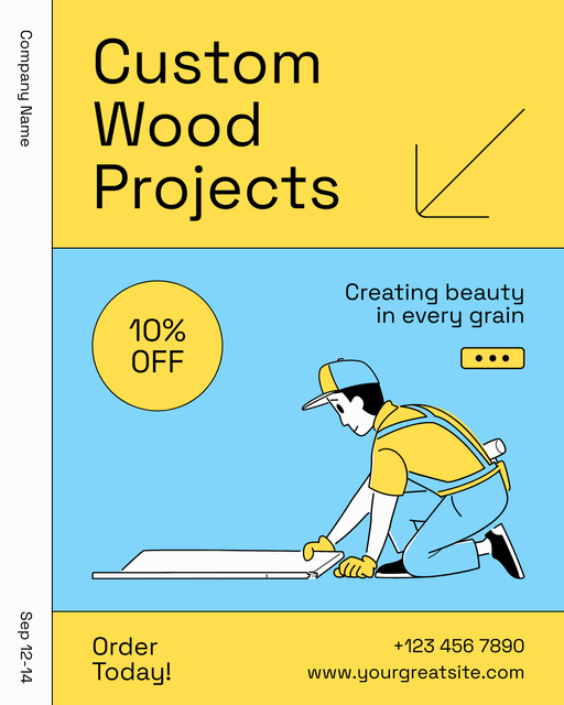Offer of Discount on Custom Wood Projects Instagram Post Vertical Modelo de Design