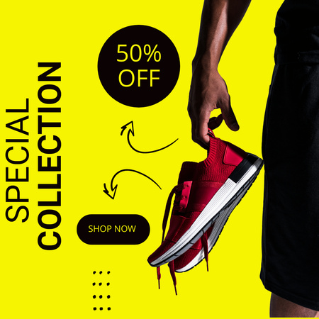 Shoes Store Promotion with Sneakers Instagram Design Template