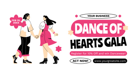 Valentine's Day Dancing Gala With Discount FB event cover Design Template