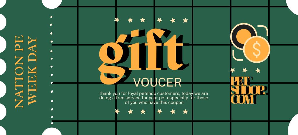 Szablon projektu National Pet Week Gift Voucher For Loyal Customer Coupon 3.75x8.25in