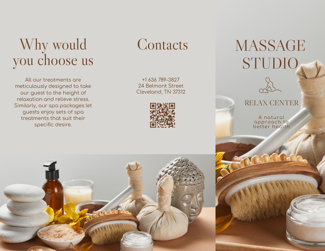 Massage Studio Services Offer Brochure 8.5x11in – шаблон для дизайна