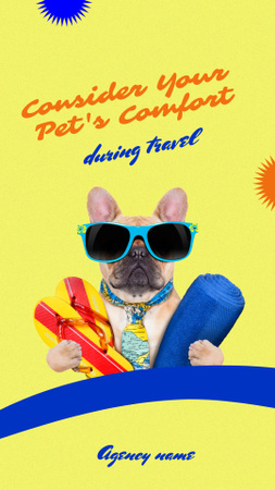 Cute Puppy on Holiday with Sunglasses and Flip Flops and Mat  Instagram Video Story Design Template