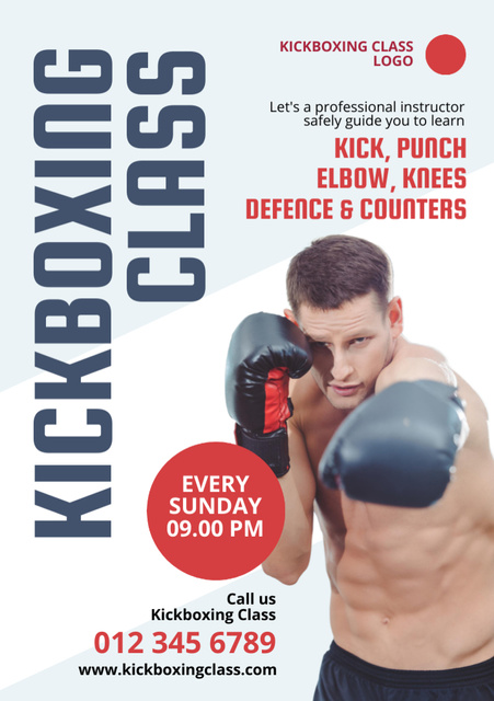 Kickboxing Training Announcement Flyer A5 Design Template