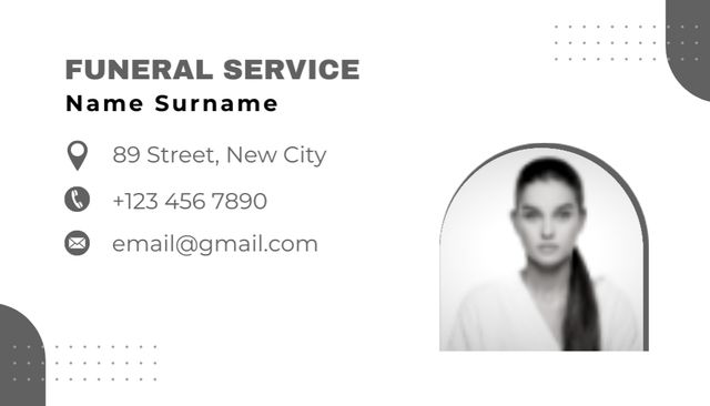 Szablon projektu Professional Funeral Services Offer on Black and White Business Card US
