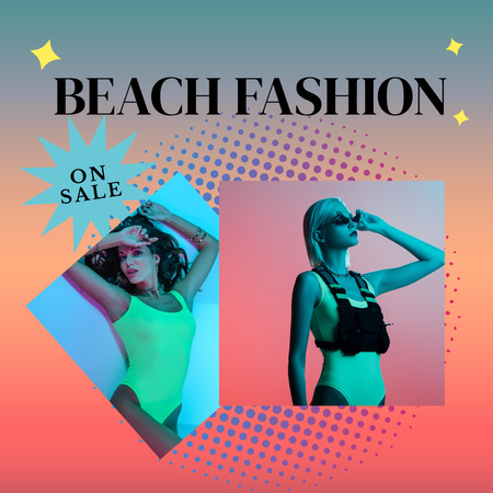 Fashion Beachwear Sale Announcement Instagram tervezősablon