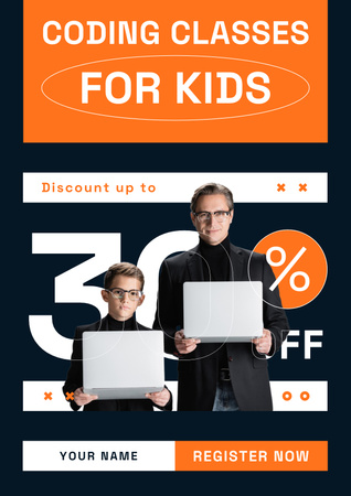 Ontwerpsjabloon van Poster van Coding Classes for Kids Announcement