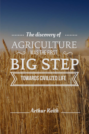 Agricultural quote with field of wheat Pinterest Design Template