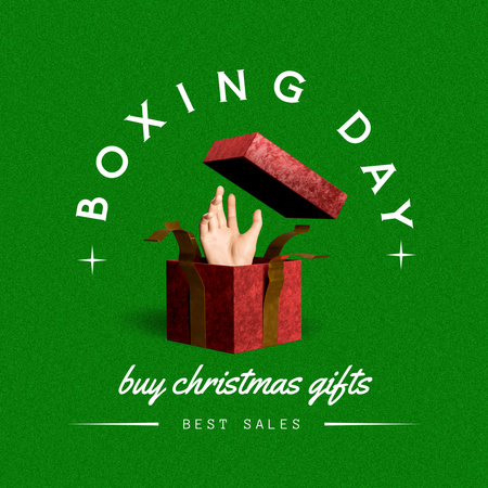 Modèle de visuel Annonce de vente de vacances avec cadeau de Noël en vert - Instagram