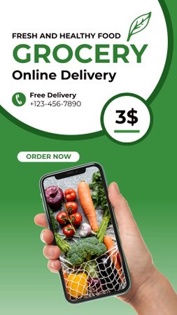 Online Delivery Service With Application And Discount Instagram Story Design Template