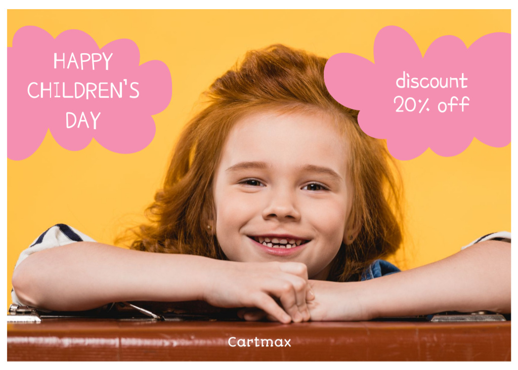Children's Day with Little Girl  Postcard 5x7in – шаблон для дизайна