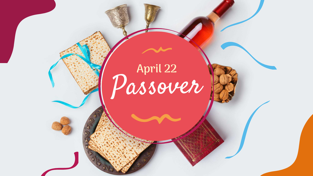 Passover Greeting with Traditional Food FB event cover Modelo de Design