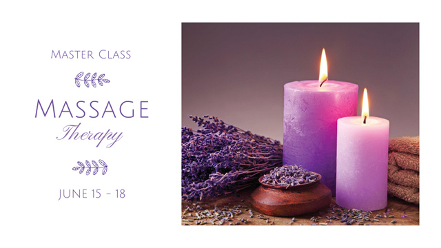 Massage Therapy Masterclass Announcement with Aroma Candles FB event cover Šablona návrhu