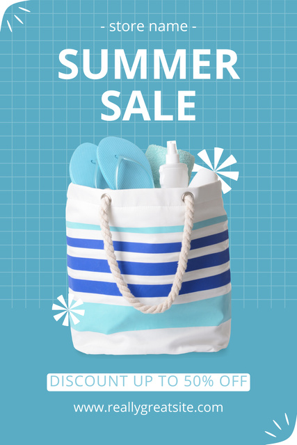 Summer Essentials Sale Ad on Blue Pinterest – шаблон для дизайна