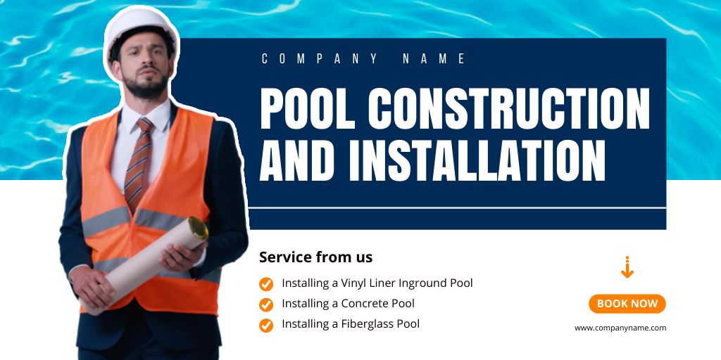 Construction and Installation of Swimming Pools Twitter Design Template