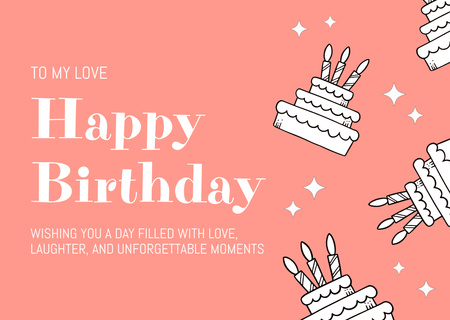 Designvorlage Festliche Geburtstagswünsche mit Kuchen und Kerzen für Card