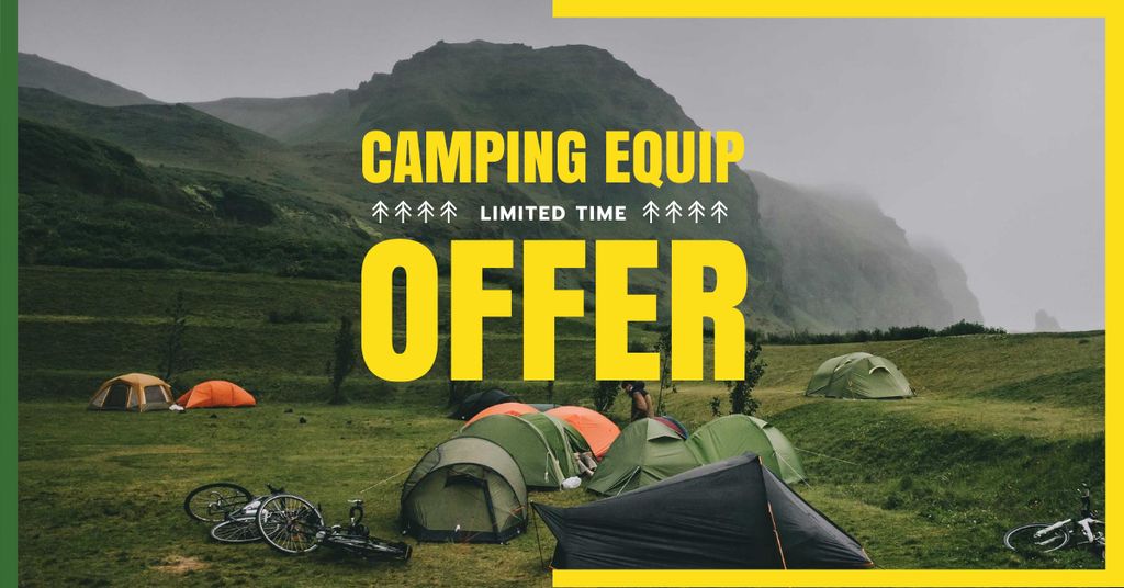 Camping Tour Offer Tents in Mountains Facebook ADデザインテンプレート