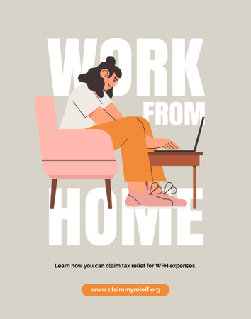 Ontwerpsjabloon van Poster 22x28in van Quarantaineconcept met vrouw die vanuit huis werkt Illustratie