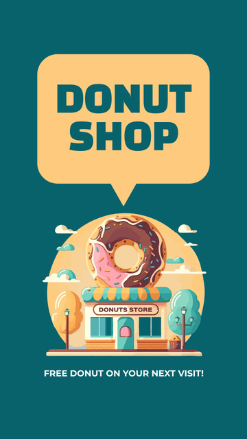 Ontwerpsjabloon van Instagram Video Story van Cute Shop Ad with Most Delicious Donuts