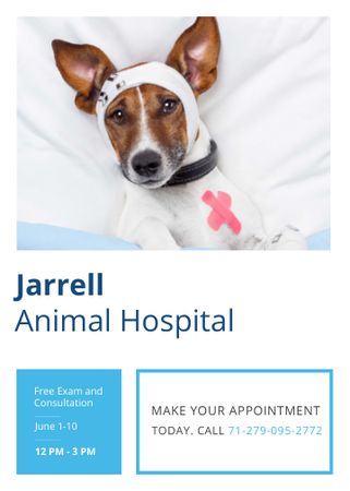 Platilla de diseño Animal Hospital Ad with Cute injured Dog Invitation