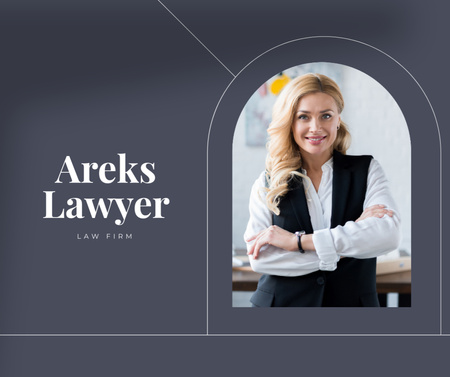 Legal Services Offer with Confident Businesswoman Facebook Design Template