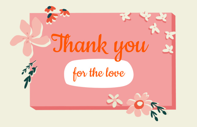 Thankful Phrase with Cute Flowers Illustration Thank You Card 5.5x8.5in Design Template
