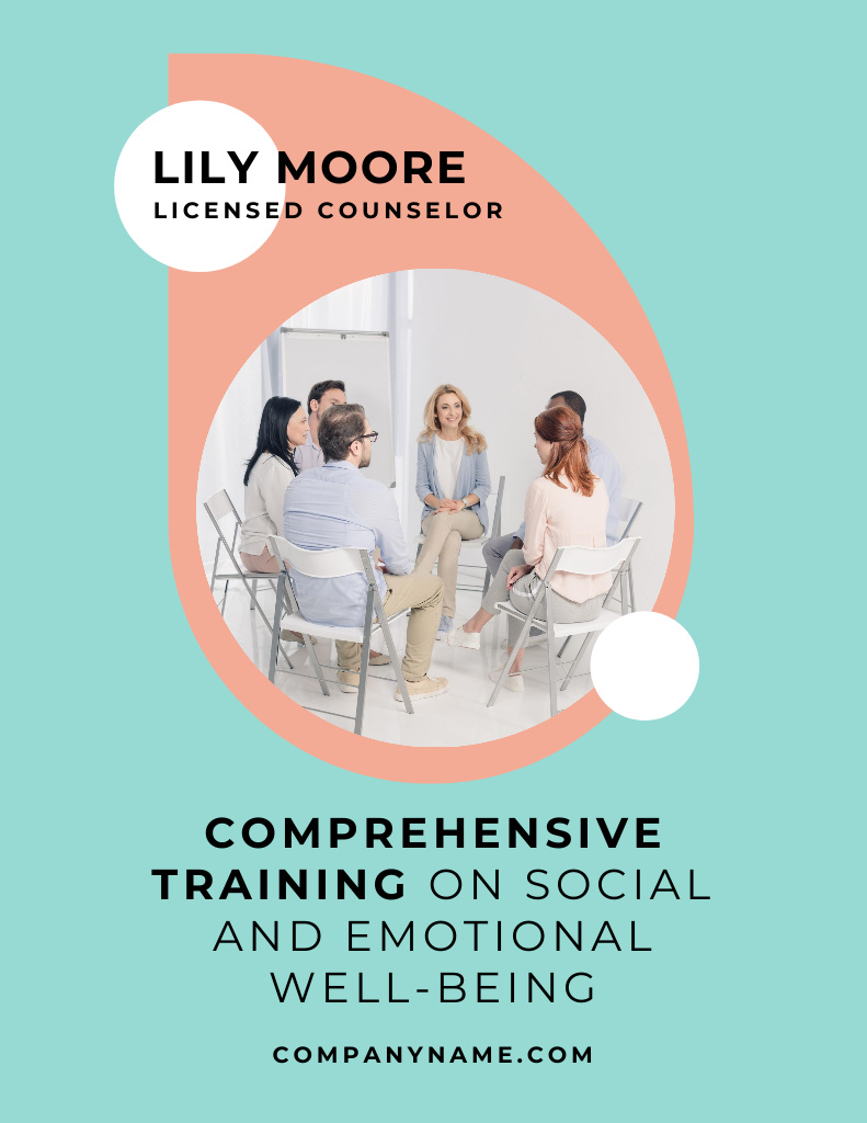 Therapeutic Counselor Trainings On Emotional Well-being Offer Poster 8.5x11in Design Template