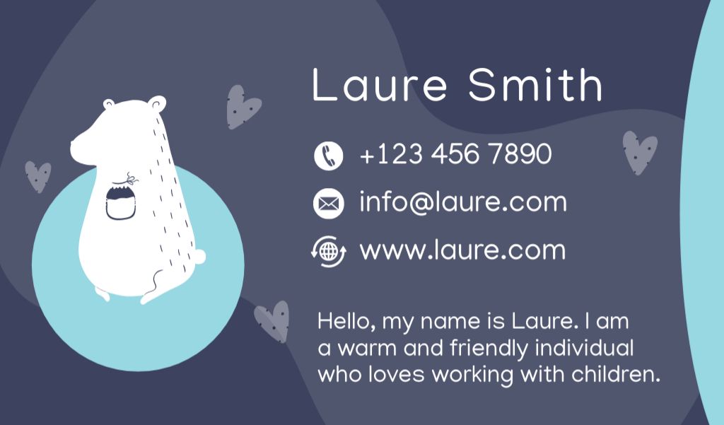 Template di design Child Care Specialist Contacts Business card