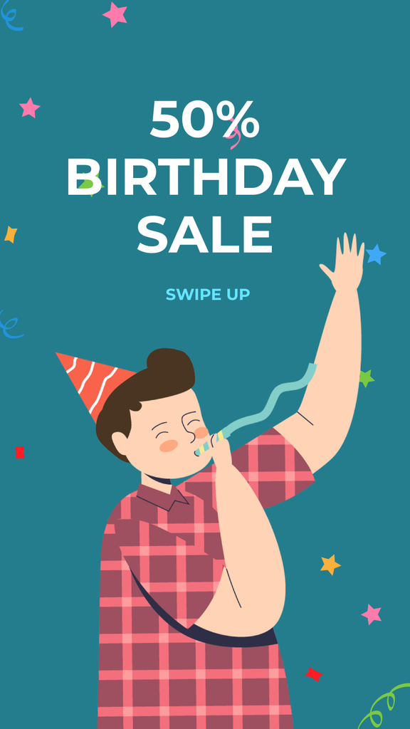 Birthday Sale Offer with Cute Owls Instagram Storyデザインテンプレート
