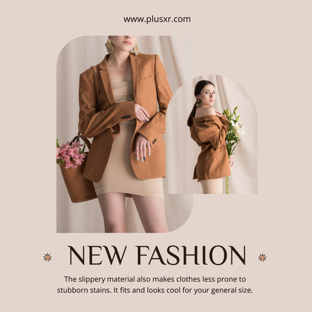 Plantilla de diseño de Young Lady with Flowers for New Fashion Sale Ad Instagram 