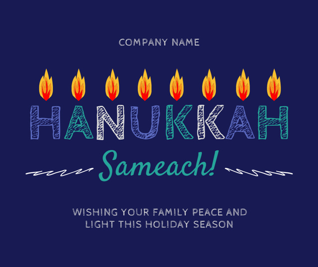 Wishing Joyful Hanukkah Celebration With Lights Facebook Tasarım Şablonu