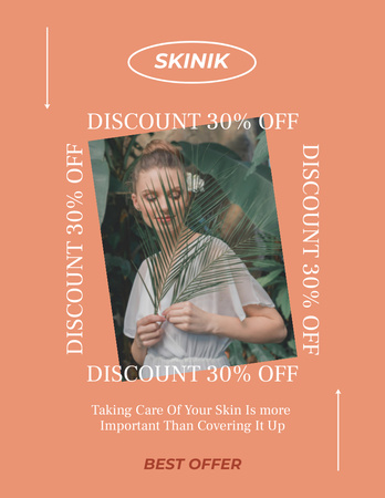 Bitki tutan güzel bir kadınla cilt bakımı reklamı Poster 8.5x11in Tasarım Şablonu