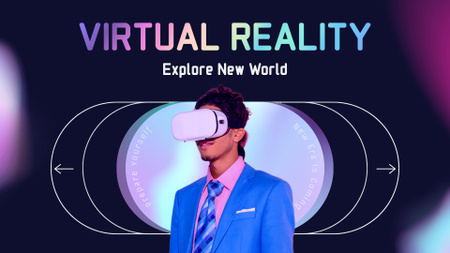 Man in Virtual Reality Glasses FB event cover Modelo de Design