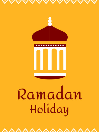 Ramadan Holiday Announcement with Mosque on Orange Poster US Design Template
