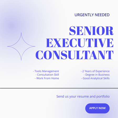 Ontwerpsjabloon van Instagram van We zijn op zoek naar Senior Executive Consultant