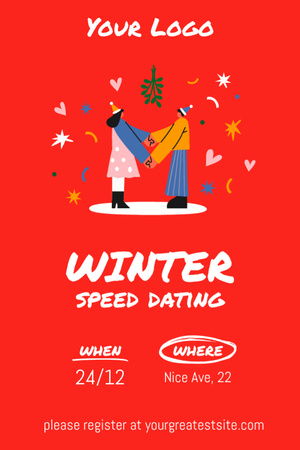 Cute Couple on Winter Date Invitation 6x9in Design Template